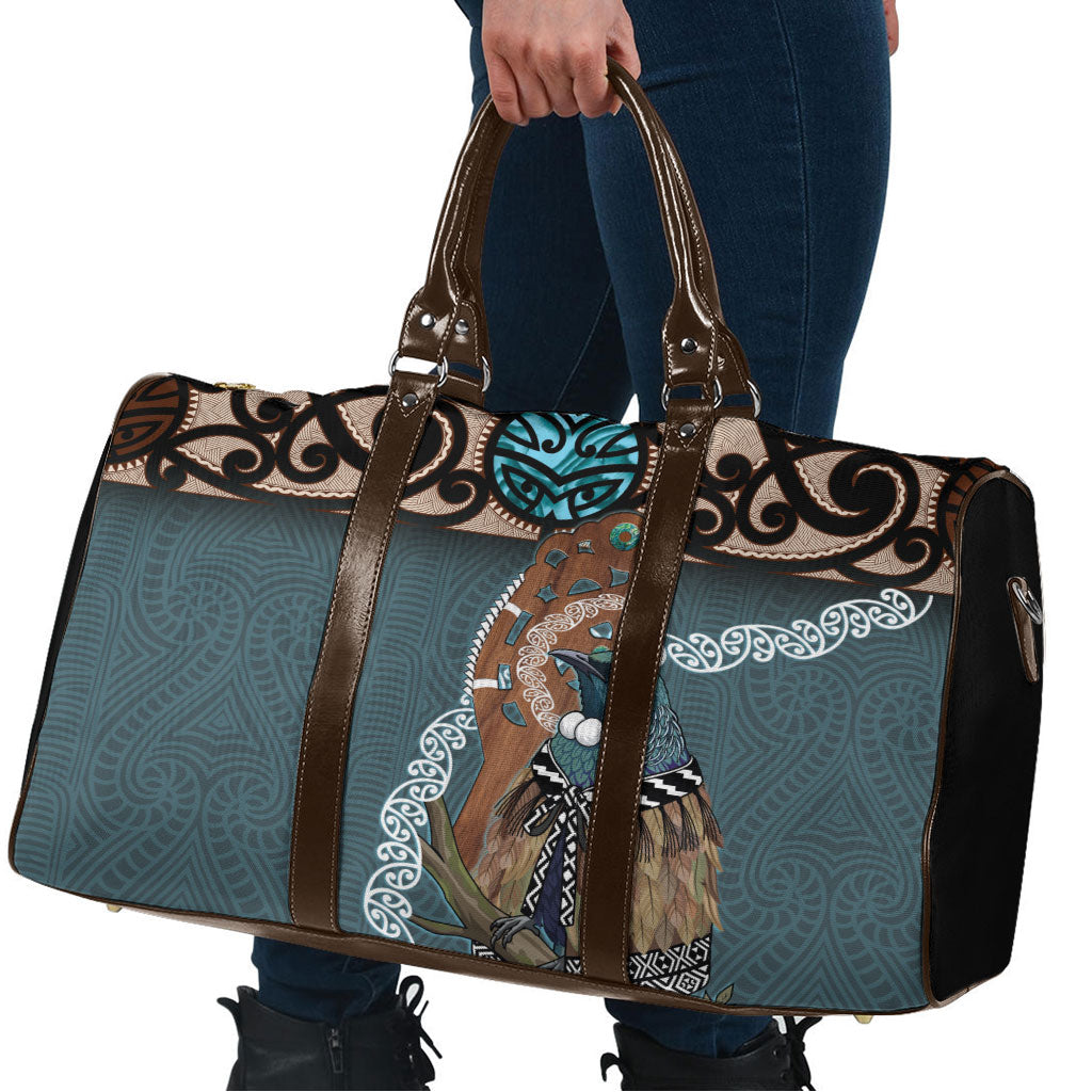 New Zealand Tui Bird Maripi Travel Bag Maori Weapon Kowhaiwhai Pattern