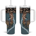 New Zealand Tui Bird Maripi Tumbler With Handle Maori Weapon Kowhaiwhai Pattern