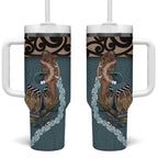 New Zealand Tui Bird Maripi Tumbler With Handle Maori Weapon Kowhaiwhai Pattern