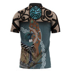 New Zealand Tui Bird Maripi Zipper Polo Shirt Maori Weapon Kowhaiwhai Pattern
