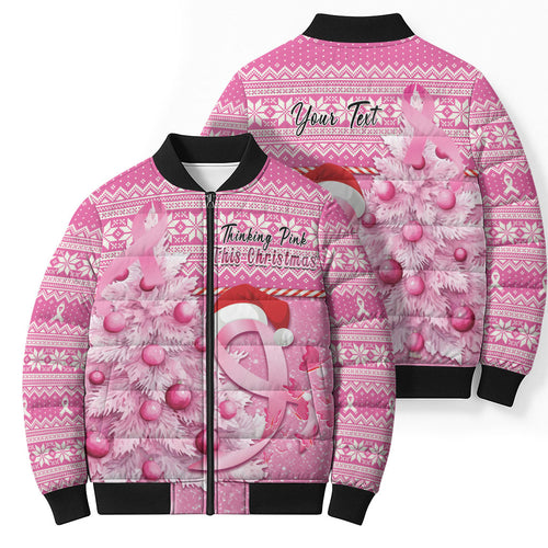 Personalised Australia Breast Cancer Awareness Month Bomber Puffer Jacket Thinking Pink This Christmas