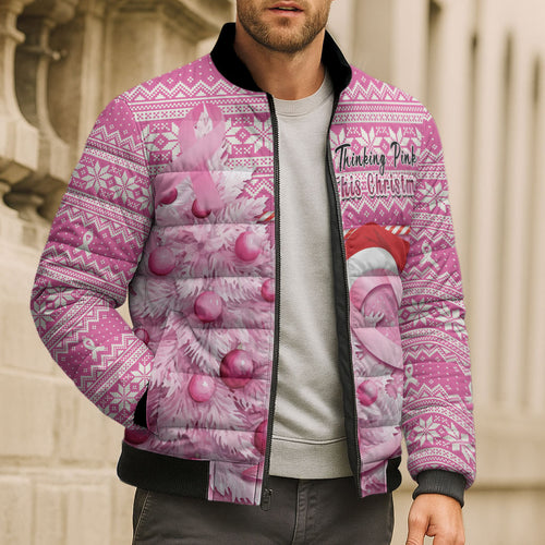 Personalised Australia Breast Cancer Awareness Month Bomber Puffer Jacket Thinking Pink This Christmas
