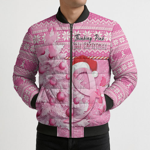 Personalised Australia Breast Cancer Awareness Month Bomber Puffer Jacket Thinking Pink This Christmas