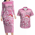 Personalised Australia Breast Cancer Awareness Month Couples Matching Long Sleeve Bodycon Dress and Hawaiian Shirt Thinking Pink This Christmas