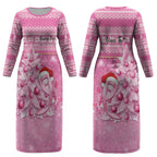 Personalised Australia Breast Cancer Awareness Month Couples Matching Long Sleeve Bodycon Dress and Hawaiian Shirt Thinking Pink This Christmas