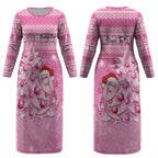 Personalised Australia Breast Cancer Awareness Month Couples Matching Long Sleeve Bodycon Dress and Long Sleeve Button Shirt Thinking Pink This Christmas