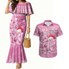 Personalised Australia Breast Cancer Awareness Month Couples Matching Mermaid Dress and Hawaiian Shirt Thinking Pink This Christmas