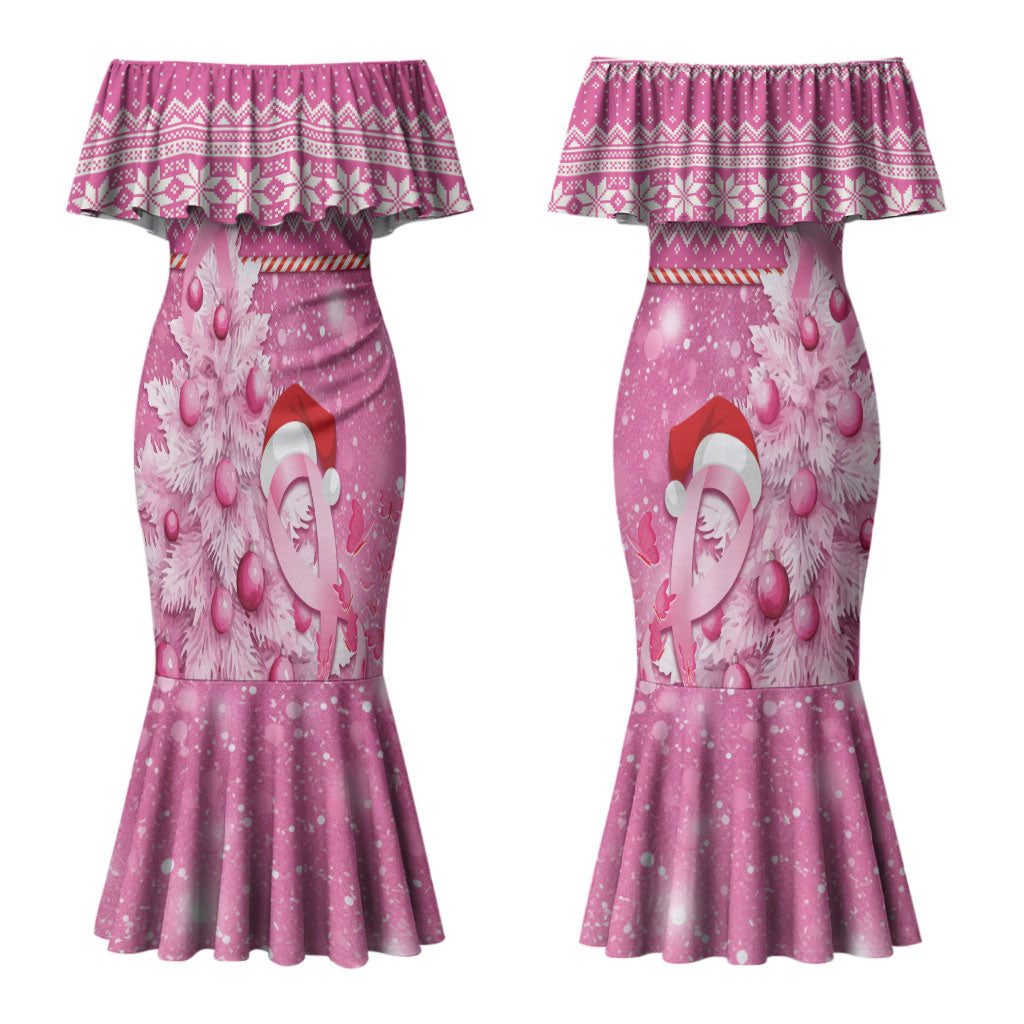 Personalised Australia Breast Cancer Awareness Month Couples Matching Mermaid Dress and Long Sleeve Button Shirt Thinking Pink This Christmas
