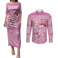 Personalised Australia Breast Cancer Awareness Month Couples Matching Puletasi and Long Sleeve Button Shirt Thinking Pink This Christmas