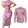 Personalised Australia Breast Cancer Awareness Month Couples Matching Short Sleeve Bodycon Dress and Long Sleeve Button Shirt Thinking Pink This Christmas