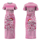 Personalised Australia Breast Cancer Awareness Month Couples Matching Short Sleeve Bodycon Dress and Long Sleeve Button Shirt Thinking Pink This Christmas