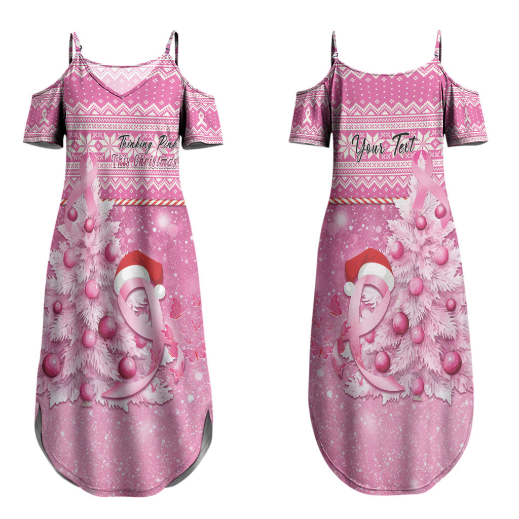 Personalised Australia Breast Cancer Awareness Month Couples Matching Summer Maxi Dress and Hawaiian Shirt Thinking Pink This Christmas