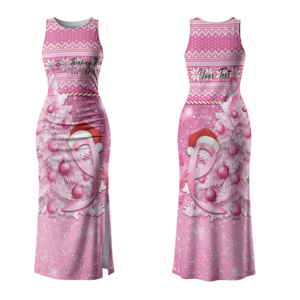 Personalised Australia Breast Cancer Awareness Month Couples Matching Tank Maxi Dress and Long Sleeve Button Shirt Thinking Pink This Christmas