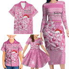 Personalised Australia Breast Cancer Awareness Month Family Matching Long Sleeve Bodycon Dress and Hawaiian Shirt Thinking Pink This Christmas