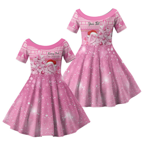 Personalised Australia Breast Cancer Awareness Month Family Matching Mermaid Dress and Hawaiian Shirt Thinking Pink This Christmas
