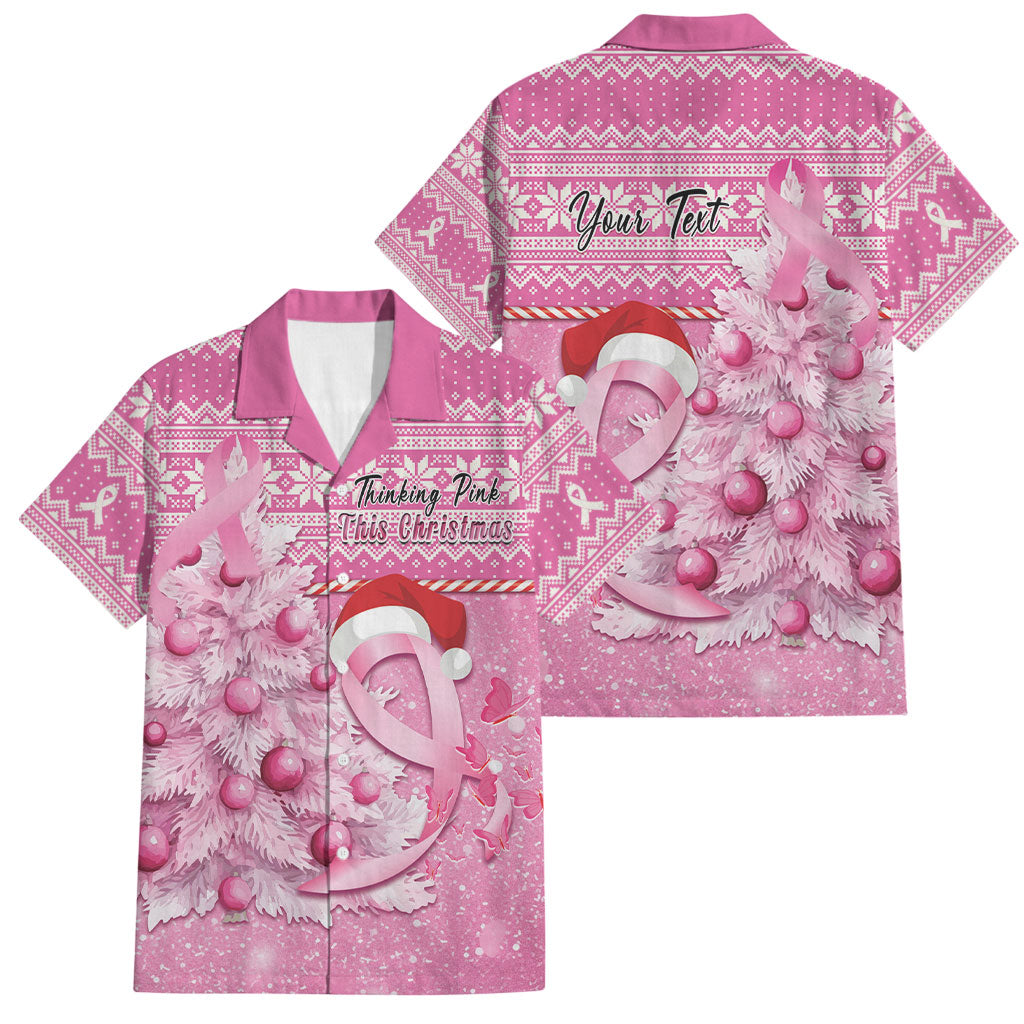 Personalised Australia Breast Cancer Awareness Month Family Matching Off Shoulder Maxi Dress and Hawaiian Shirt Thinking Pink This Christmas