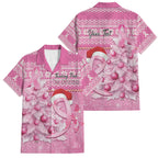 Personalised Australia Breast Cancer Awareness Month Family Matching Off Shoulder Maxi Dress and Hawaiian Shirt Thinking Pink This Christmas