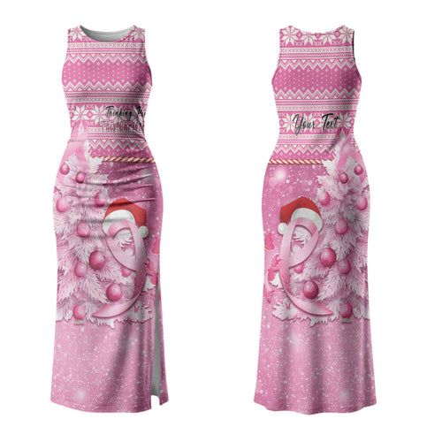Personalised Australia Breast Cancer Awareness Month Family Matching Tank Maxi Dress and Hawaiian Shirt Thinking Pink This Christmas