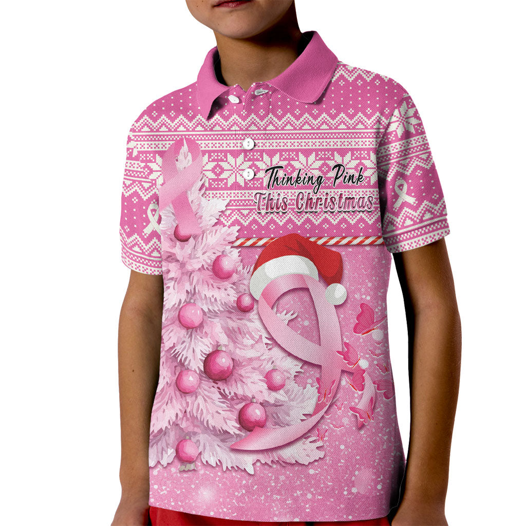 Personalised Australia Breast Cancer Awareness Month Kid Polo Shirt Thinking Pink This Christmas