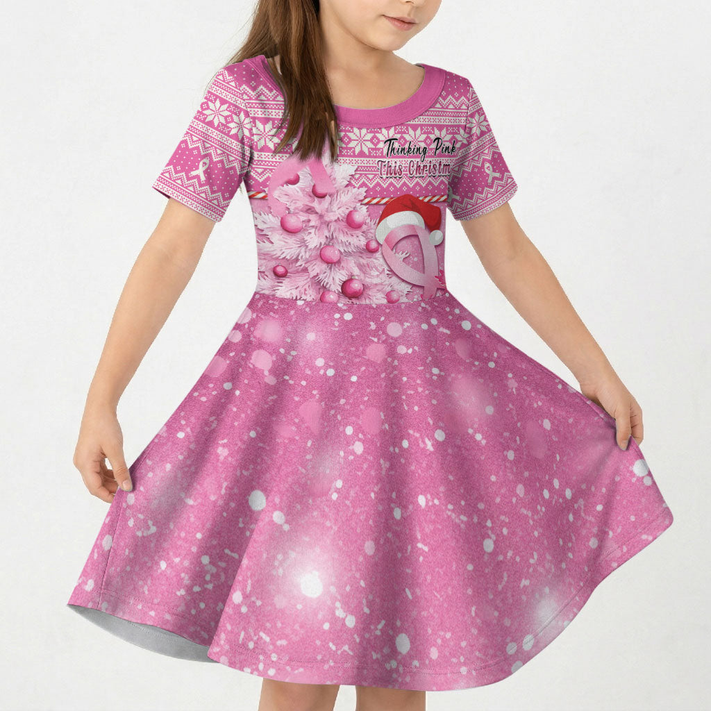 Personalised Australia Breast Cancer Awareness Month Kid Short Sleeve Dress Thinking Pink This Christmas
