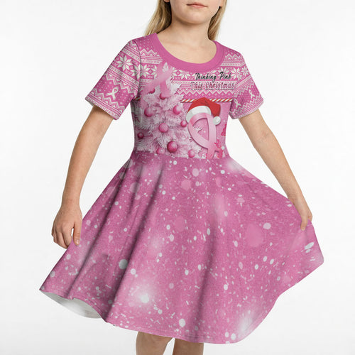 Personalised Australia Breast Cancer Awareness Month Kid Short Sleeve Dress Thinking Pink This Christmas