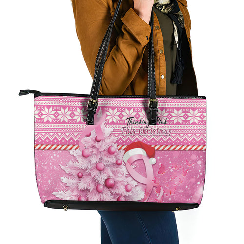 Australia Breast Cancer Awareness Month Leather Tote Bag Thinking Pink This Christmas
