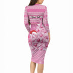 Personalised Australia Breast Cancer Awareness Month Long Sleeve Bodycon Dress Thinking Pink This Christmas