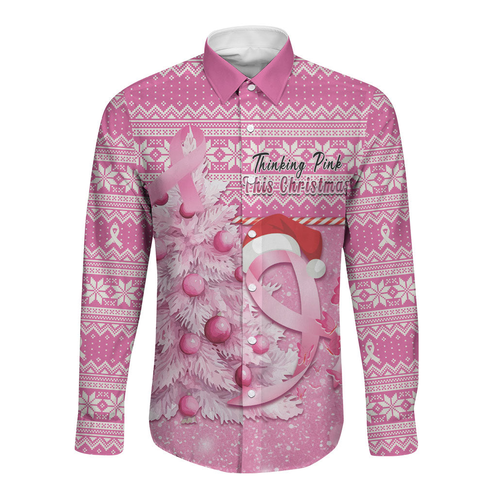 Personalised Australia Breast Cancer Awareness Month Long Sleeve Button Shirt Thinking Pink This Christmas