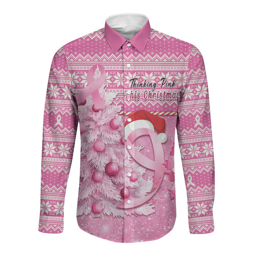 Personalised Australia Breast Cancer Awareness Month Long Sleeve Button Shirt Thinking Pink This Christmas