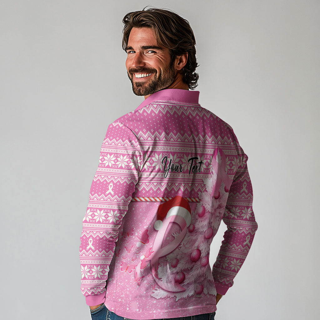 Personalised Australia Breast Cancer Awareness Month Long Sleeve Polo Shirt Thinking Pink This Christmas