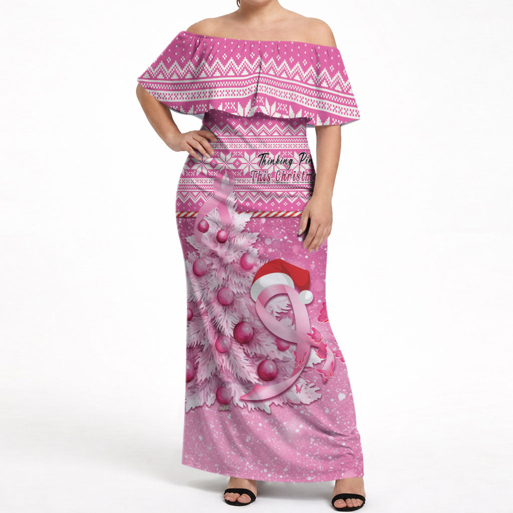 Personalised Australia Breast Cancer Awareness Month Off Shoulder Maxi Dress Thinking Pink This Christmas