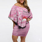 Personalised Australia Breast Cancer Awareness Month Off Shoulder Short Dress Thinking Pink This Christmas