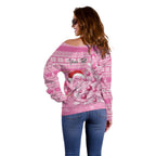 Personalised Australia Breast Cancer Awareness Month Off Shoulder Sweater Thinking Pink This Christmas