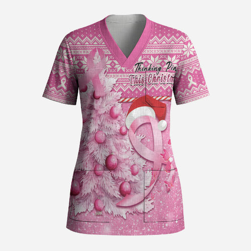 Personalised Australia Breast Cancer Awareness Month Scrub Top Thinking Pink This Christmas