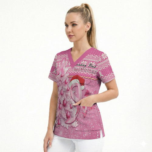Personalised Australia Breast Cancer Awareness Month Scrub Top Thinking Pink This Christmas