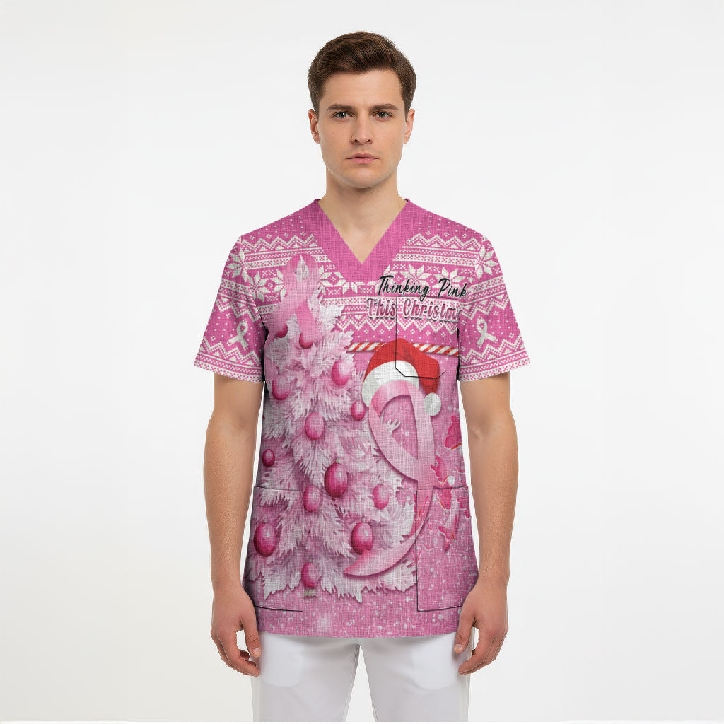 Personalised Australia Breast Cancer Awareness Month Scrub Top Thinking Pink This Christmas