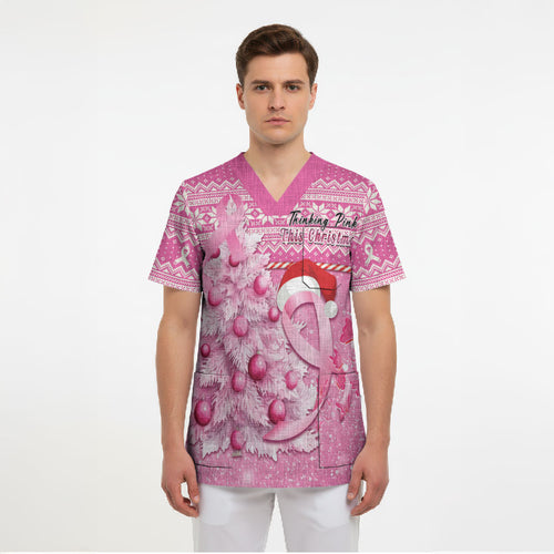 Personalised Australia Breast Cancer Awareness Month Scrub Top Thinking Pink This Christmas