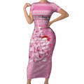 Personalised Australia Breast Cancer Awareness Month Short Sleeve Bodycon Dress Thinking Pink This Christmas