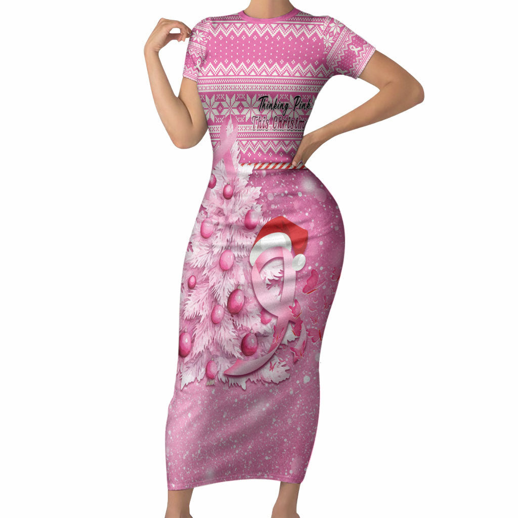 Personalised Australia Breast Cancer Awareness Month Short Sleeve Bodycon Dress Thinking Pink This Christmas