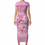 Personalised Australia Breast Cancer Awareness Month Short Sleeve Bodycon Dress Thinking Pink This Christmas