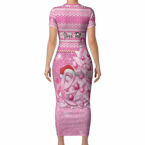 Personalised Australia Breast Cancer Awareness Month Short Sleeve Bodycon Dress Thinking Pink This Christmas