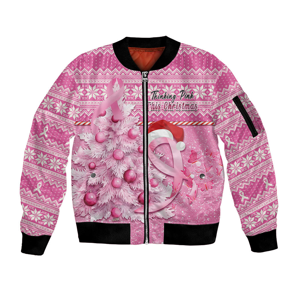Personalised Australia Breast Cancer Awareness Month Sleeve Zip Bomber Jacket Thinking Pink This Christmas