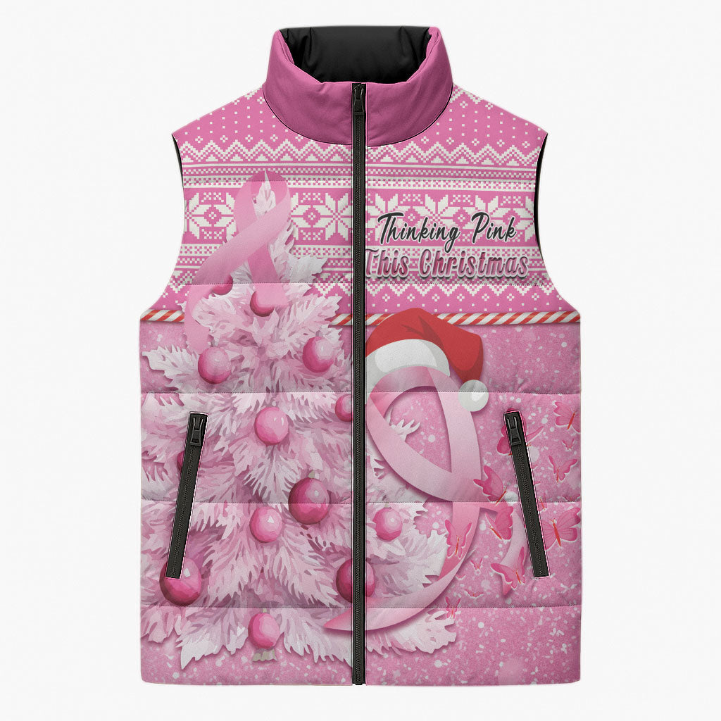 Personalised Australia Breast Cancer Awareness Month Sleeveless Puffer Jacket Thinking Pink This Christmas