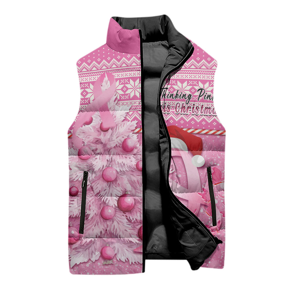 Personalised Australia Breast Cancer Awareness Month Sleeveless Puffer Jacket Thinking Pink This Christmas