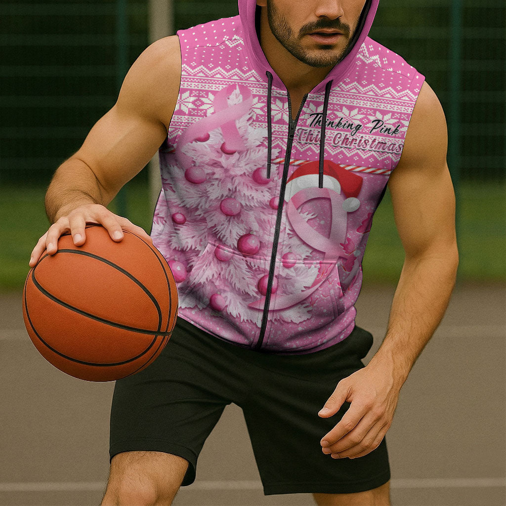 Personalised Australia Breast Cancer Awareness Month Sleeveless Zip Hoodie Thinking Pink This Christmas
