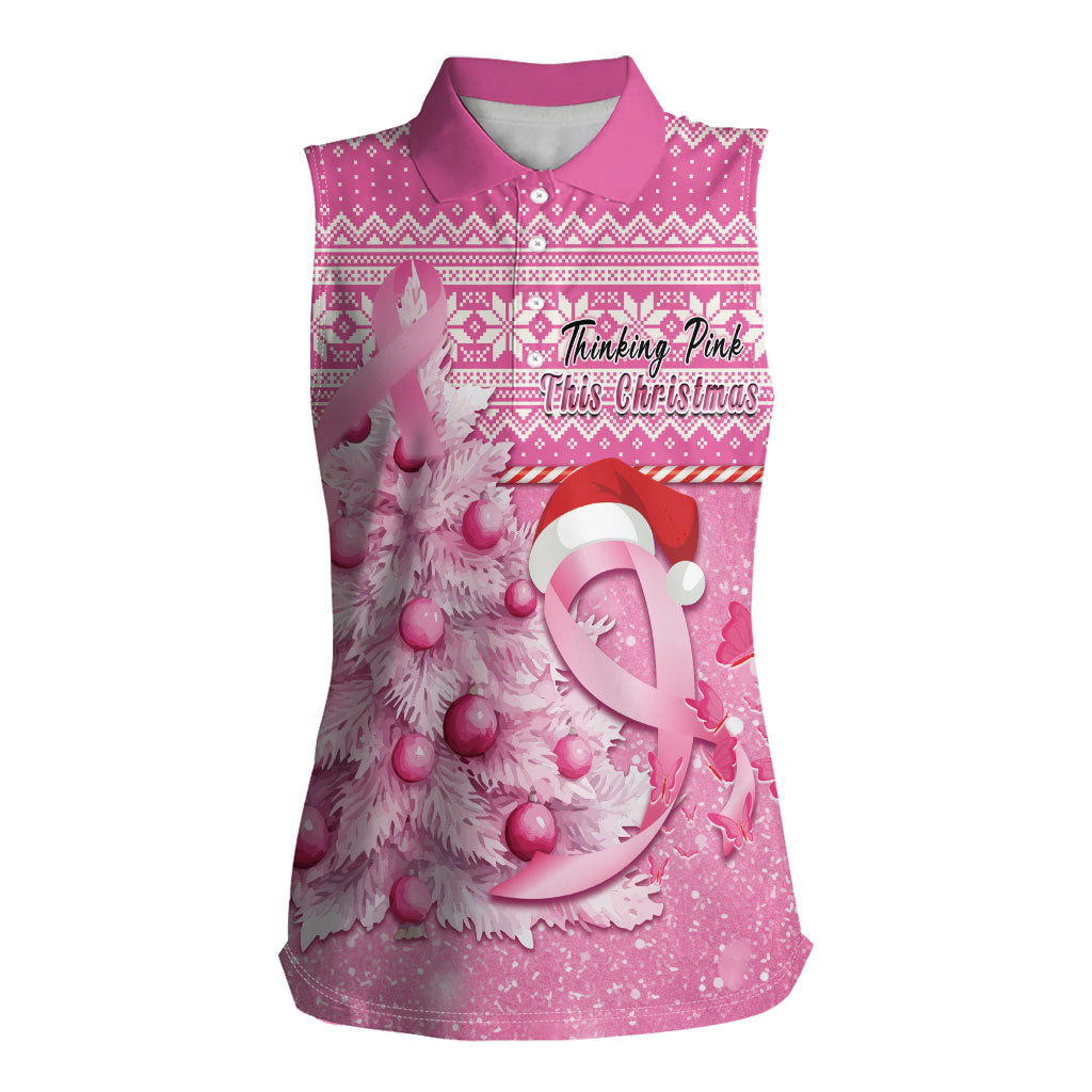 Personalised Australia Breast Cancer Awareness Month Women Sleeveless Polo Shirt Thinking Pink This Christmas