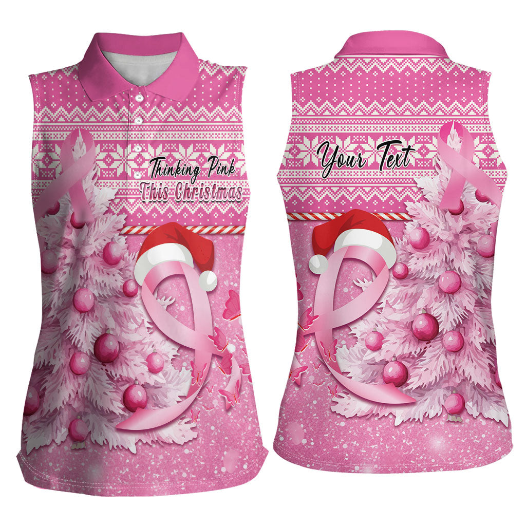 Personalised Australia Breast Cancer Awareness Month Women Sleeveless Polo Shirt Thinking Pink This Christmas