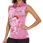 Personalised Australia Breast Cancer Awareness Month Women Sleeveless Polo Shirt Thinking Pink This Christmas