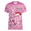 Personalised Australia Breast Cancer Awareness Month Women V-Neck T-Shirt Thinking Pink This Christmas
