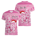 Personalised Australia Breast Cancer Awareness Month Women V-Neck T-Shirt Thinking Pink This Christmas